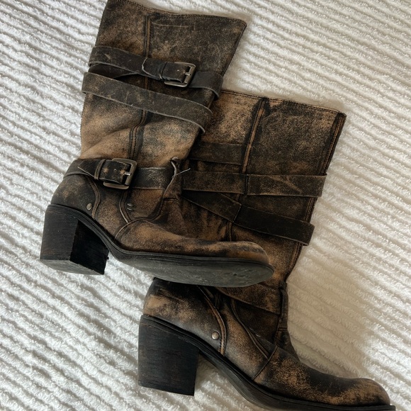 Leather brown and black moto boot size 7, gorgeous condition and boot - Picture 2 of 6